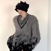 2024 Gradient V-Neck Christmas Cardigan Men's Faux Mink Sweater
