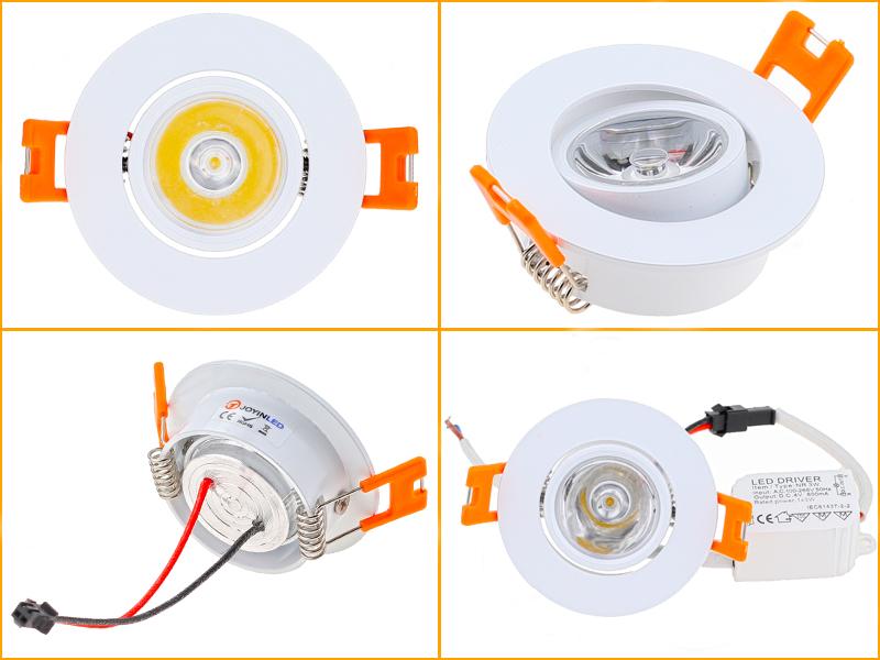 Aluminum Round LED Dimmable Ceiling Downlight 3W AC90-260V DC12V Recessed LED Spot Light Led Bulb Cutout 50mm With Driver