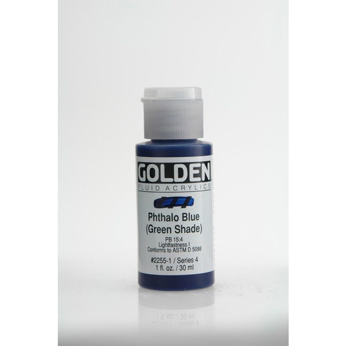 Peinture Acrylique Liquide - GOLDEN - Phthalo Blue Green Shade - 30ml - Haute résistance - Flexibilité