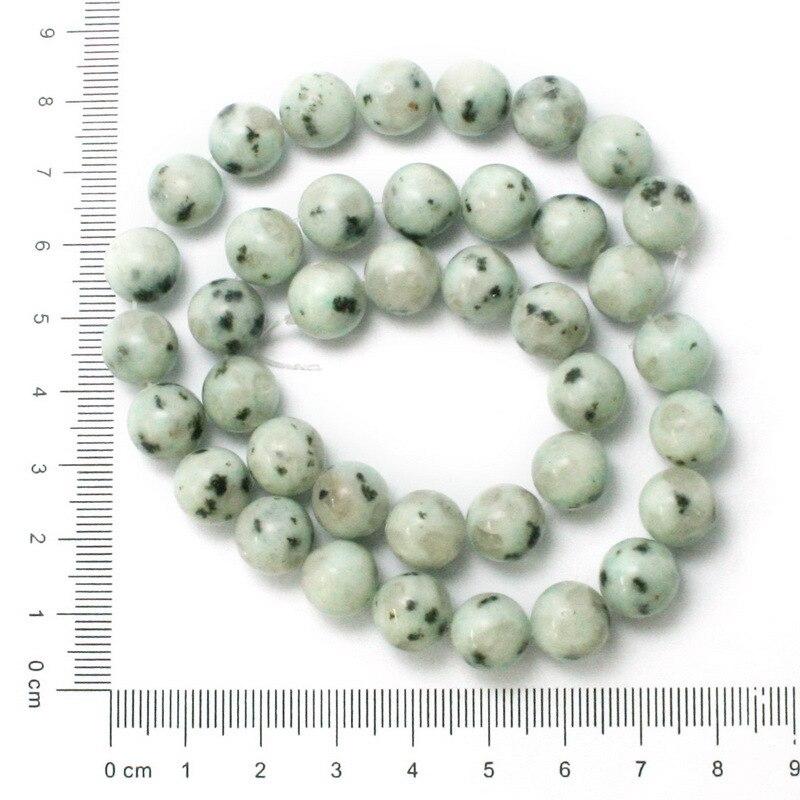 Natural Stone Smooth Tian Shan Round Loose Beads For Jewelry Making Green Black Dot Semiprecious DIY 4-10mm Bracelet Accessories