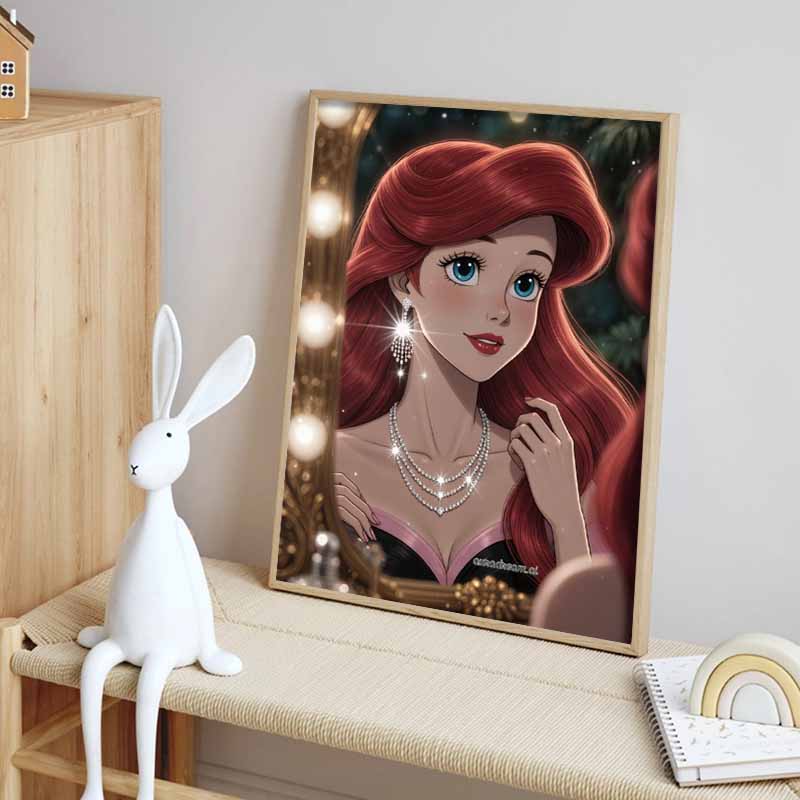 Disney 5D DIY Diamantmalerei Meerjungfrau Illustration Cartoon Voll Diamant Mosaik Diamantmalerei Kunst Wanddekoration Bastelset