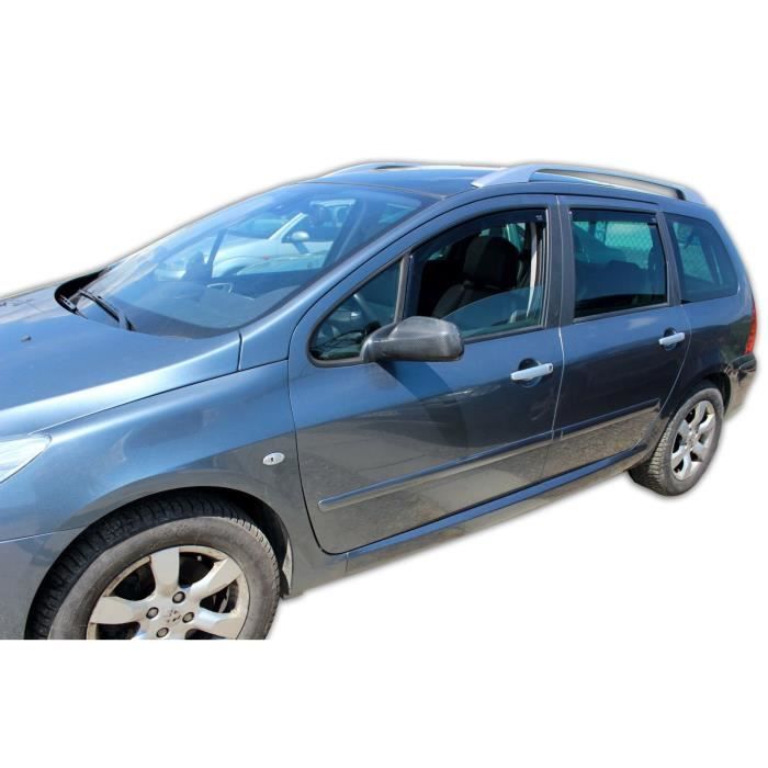 Déflecteurs D'air - J&J AUTOMOTIVE - Peugeot 307 - Fumé - Acrylique Renforcé - Installation Facile