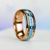 Fashion 8mm Silver Color Stainless Steel Ring For Men Fashion Abalone Shell Inlay Ring Men's Wedding Band Accessories