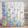 Floral Butterflies Shower Curtains Pink Blue Rustic Flowers Butterfly Plant Polyester Fabric Home Bathroom Curtain Bathtub Decor