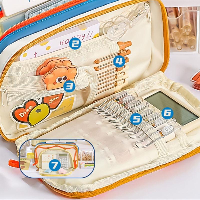 Large Capacity Pencil Case Fabric Pencils Bag Multi Compartments Pen Pouches Big Capacity Pens Organiser for Student