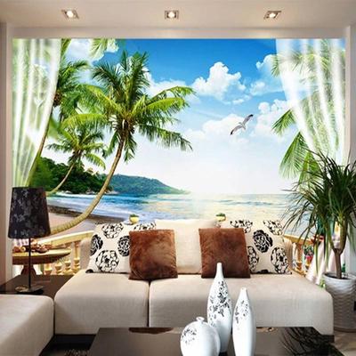 3D Sea View Balcony Mural Living Room TV Dining Room Waterproof Home Decoration 3D Wall Mural