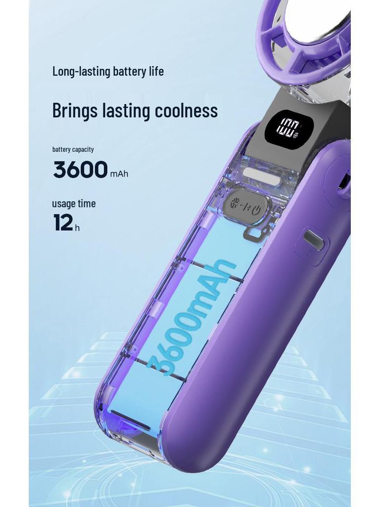 Portable Foldable Neck Fan with Digital Display & Stepless Speed