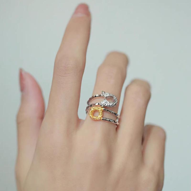 Eleganter Vintage Damast Muster Kupferring für Damen Verstellbare Größe Modeaccessoire