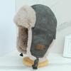 Lei Feng Hat Women's Autumn and Winter Thickened Plush Hat Delicate and Soft Pu Leather Ear Protectors Cycling Pilot Hat Men