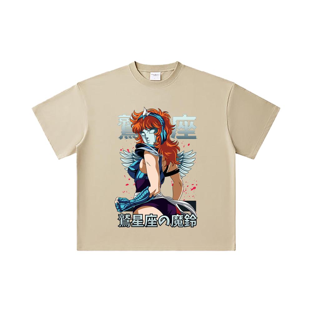 260 GSM Double Yarn 32 Count 100% Cotton Saint Seiya V9 Eagle Marin Print Unisex Heavy Cotton T Shirt