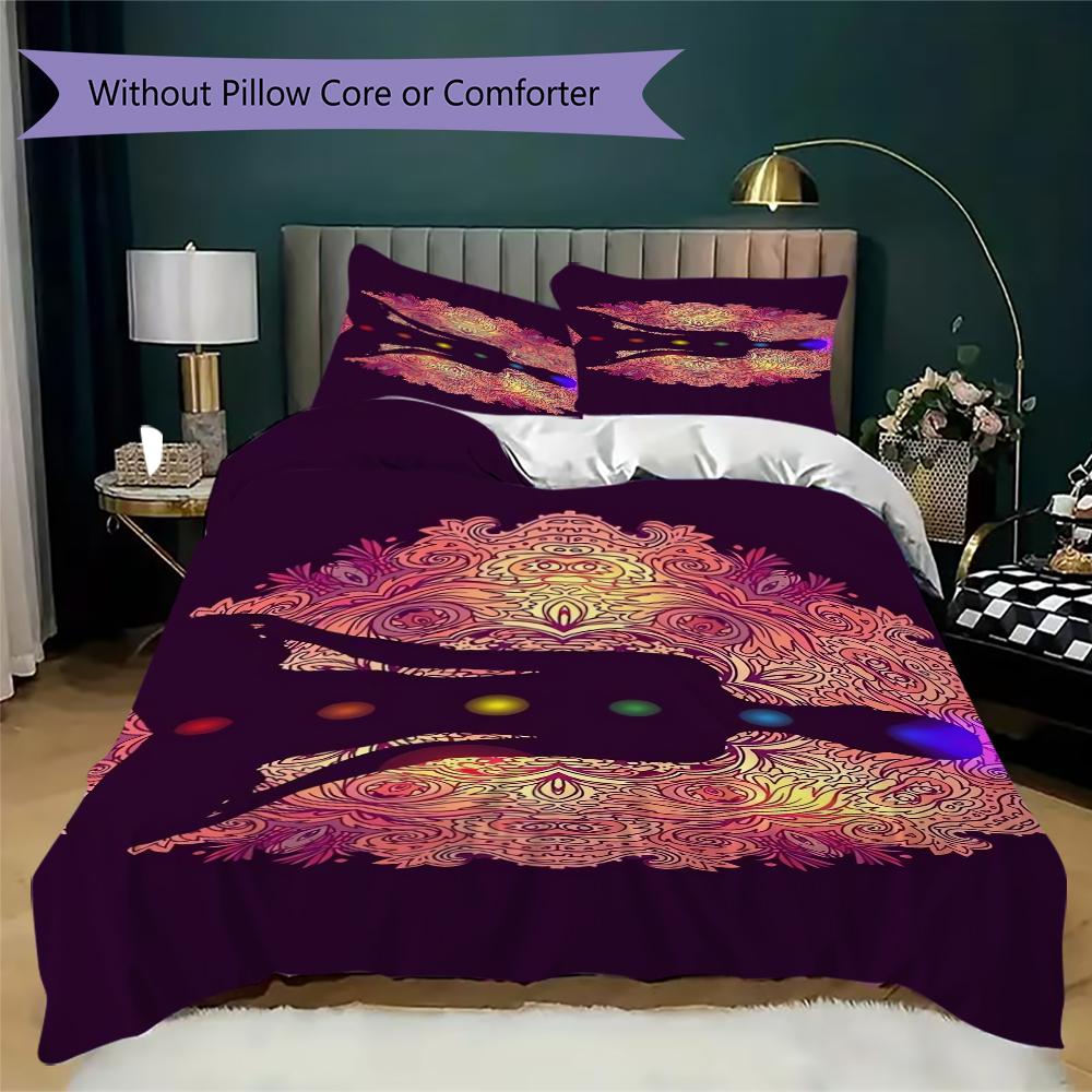 1PC Chakras Theme Bedding Quilt Set Quilt Cover Pillowcase Home Decoration Birthday Gift (1 * duvet cover + 2 * pillowcase, without core)A11