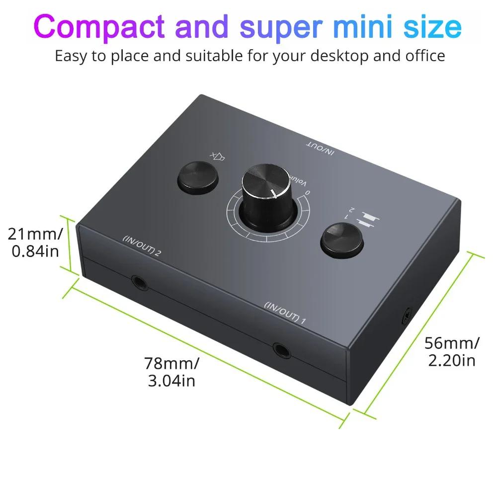 4 Way/2 Way 3.5mm Stereo Audio Switcher Bi-Directional Audio Switch Splitter Box 2 In 1 Out 4 In 1 Out with Mute Button
