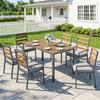 7-Piece Seating Set Garden Furniture Set, Garden Set with 1 Dining Table, 6 Chairs, Cushions, for Patio, Natural Wood