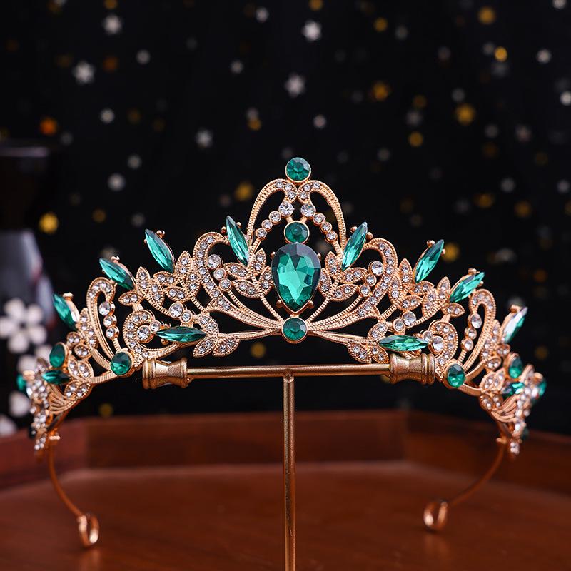 1pc Bridal Crown Tiara Alloy Black Vintage Baroque Rhinestone Crystal Wedding Dress Accessories Performance Hair Accessories