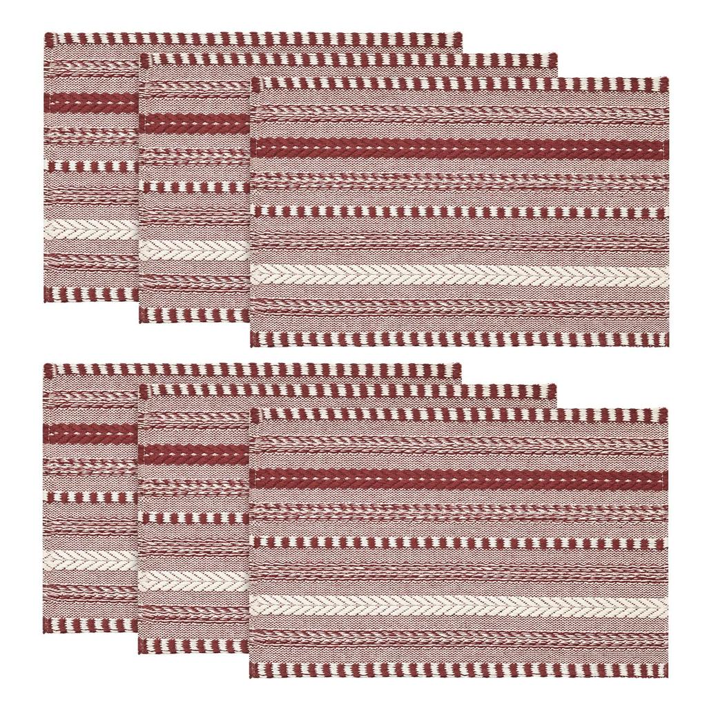 Black Farmhouse Woven Braided Stripe Placemats Set of 4,12x18 Inch Seasonal Holiday Table Mats Party Kitchen Dining Decoration