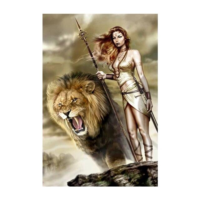 Jesus Lion Cross Christian Wall Art Canvas Painting Abstract Posters and Prints Vintage Home Decorative for Living Room Pictures No Frame