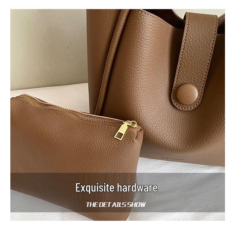 Women's Large Capacity Retro Commuter Tote Bag, Winter 2025, Soft Leather, High-end Shoulder Bag