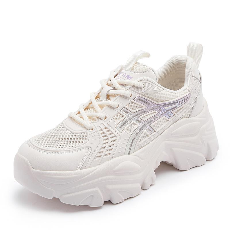 

Leather dad shoes women s 2025 summer new small thick-soled heightening lace-up casual shoes drop plastic sports shoes tide 35