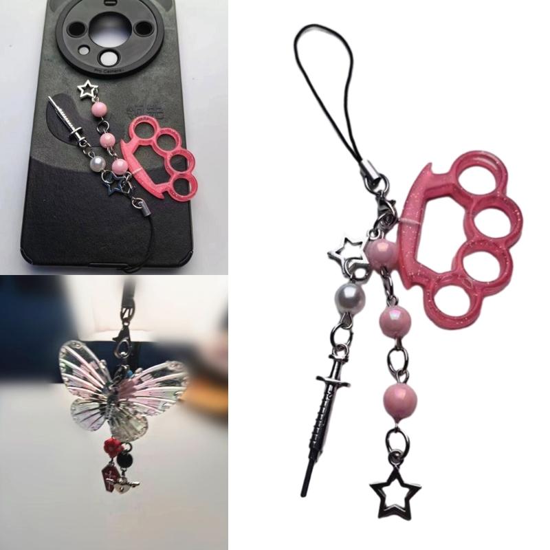 Coffin Cross Hanging Pendant Sweet Cool Phone Strap Bag Decoration Portable Y2K Style Hanging Lanyard for Girls Women
