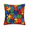 Bold Colorful Autism Puzzle Seamless Pattern Pillow Case Graphic Pillow Cover Novelty Pillowcases For Sofa Couch Bed Living Room