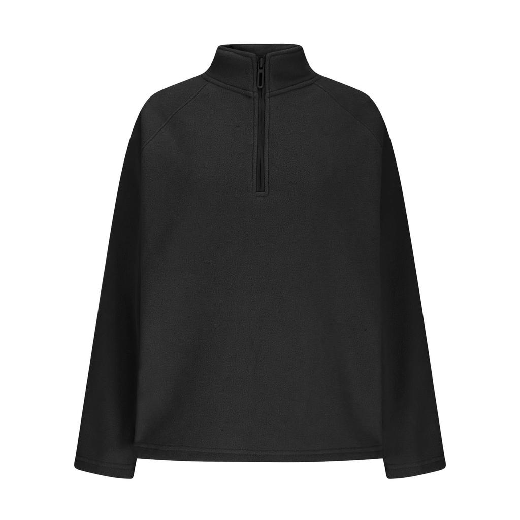 Women's Casual Stand Collar Zipper Velvet Solid Color Long Sleeve Top