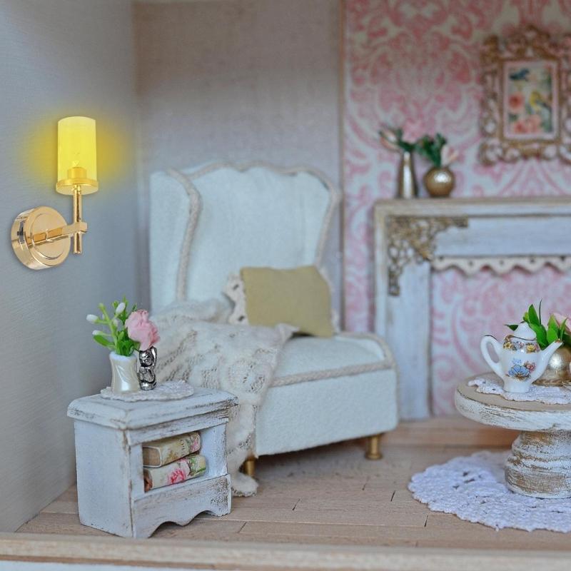 Modern 1/12 Scale Dollhouses Wall Lamp With Glass Dome And Energy Efficient LED Lighting For Miniature Home Decors