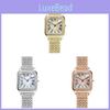 Fashion Roman Numeral Diamond Square Womens Watch Quartz With Decorative Hands For Elegant Wear