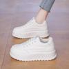 Lässige, klobige Plateau-Sneaker für Damen, bequeme Schnürschuhe aus PU-Leder, rutschfeste Tennis-Sneaker, atmungsaktive Laufschuhe für Damen