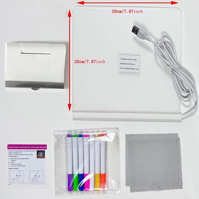 Acrylic Clear Light Up Drawing Board,Glow Erasable Memo Led Magic Board , Kids Diy Toys , With 7 Color Markers Pen And Stand