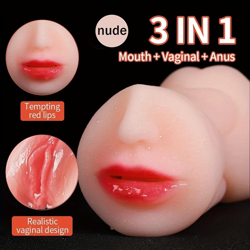 Masturbador Masculino 3 em 1 TPE Copo de Bolso Realista Stroker Manual Portátil Brinquedo Adulto para Homens