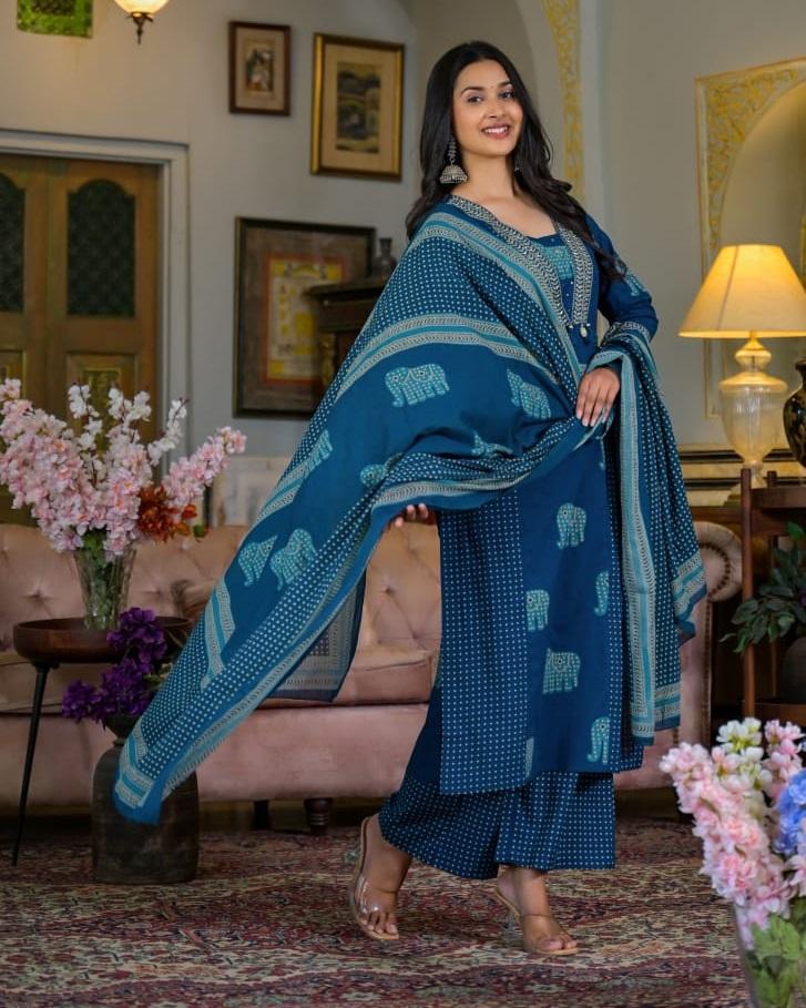 Indian Women Designer Kurta Pant Dupatta Set Bollywood Top Tunic Kurti Salwar Suit Dress