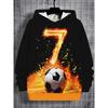 Boys' Fashionable 3D Printed Casual Hooded Sweatshirt, Football Spring and Autumn Winter Long Sleeved Sportswear, Size 7