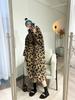 Leopard Print Sherpa Mid-Length Sweatshirt Dress