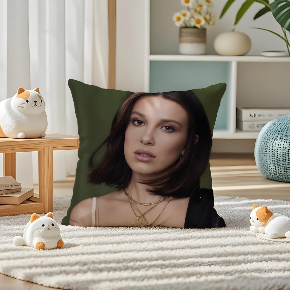 Наволочка с Милли Бобби Браун Шелковистая Элегантный Комфорт Диван-кровать Невидимая Молния 30cmx30cm