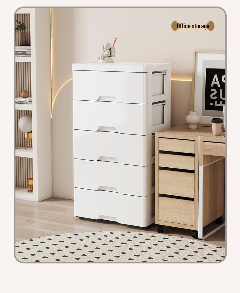 Five-Drawer Plastic Storage Cabinet for Household Organization