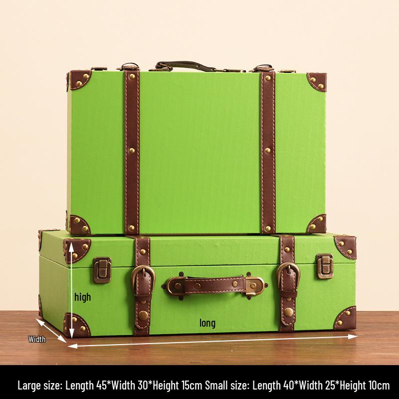 Vintage American Retro Leather-Wooden Suitcase Display and Photography Prop