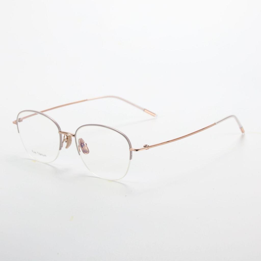M6716S Unisex Retro Semi-Rimless Pure Titanium Eyeglass Frame - Prescription-Ready