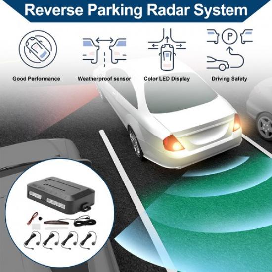 Vehicle Reverse Backup Radar System Rear 4 Parking Sensor