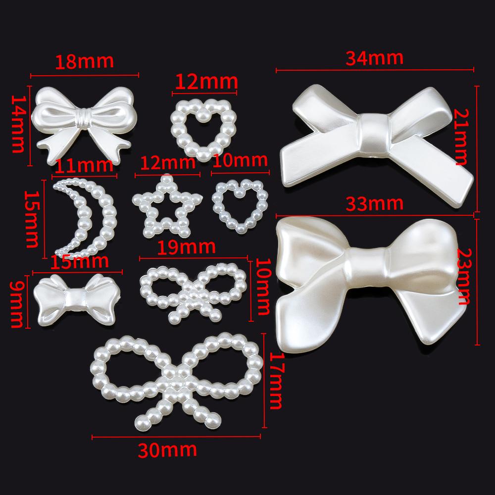 50pcs Resin Accessories Bowknot Love Heart for Jewelry Making DIY Findings White Imitation Pearl Beads Bowknots Hair Accessories
