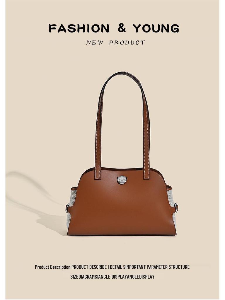2025 Women's High-End Cowhide Dumpling Bag - Versatile Solid Color Shoulder Bag