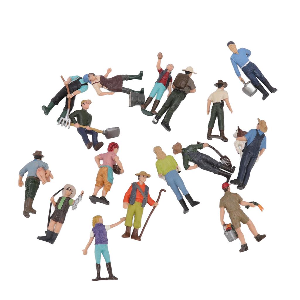 16pcs Farm Character Model Colorful DIY Role Playing Vivid Exquisite Farmer Miniature Toy for