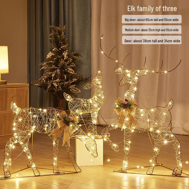 

Подарочный набор «Рождественский олень с тележкой» с подсветкой — праздничные декоративные украшения для окон