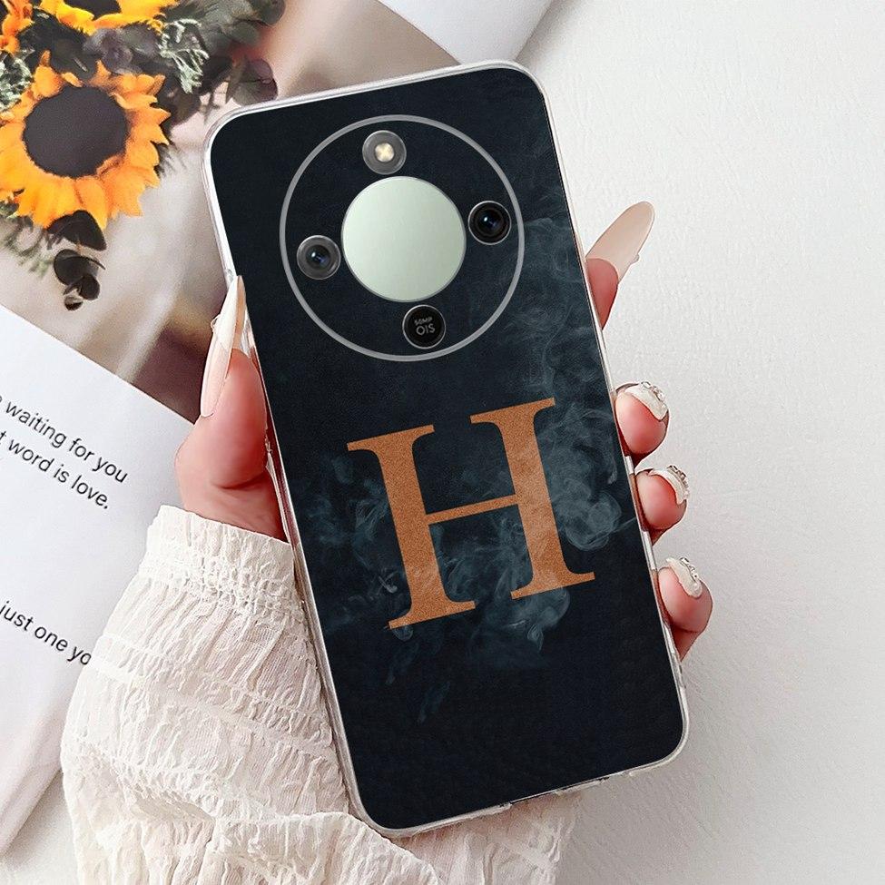 5G For Honor X70 MTN-AN00 Case For Honor X70 Cover Clear Luxury A-Z Letters Fashion Flowers Crown Soft Bumper Casing