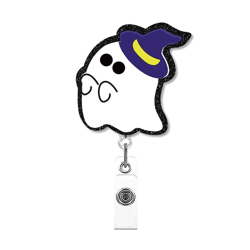 Halloween Chest Skeleton Coffee Retractable Badge Reel For Nurse Doctor Card Holder Accessories Supplies Name Card Clips Gift