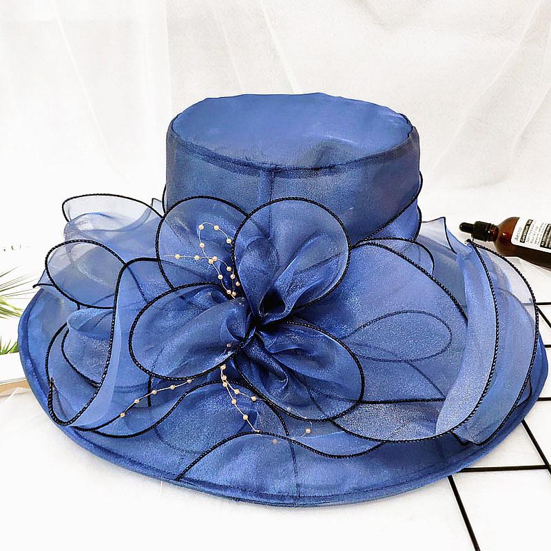 

Wind lace big edge sun hat children summer elegant flower fashion Hepburn style sun hat sun protection beach hat M（56-58cm）