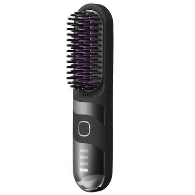 Bezdrátový žehlicí kartáč na vlasy na cesty - Přenosný horký kartáč Thermal Brush Pro s negativními ionty, dobíjecí pro ženy