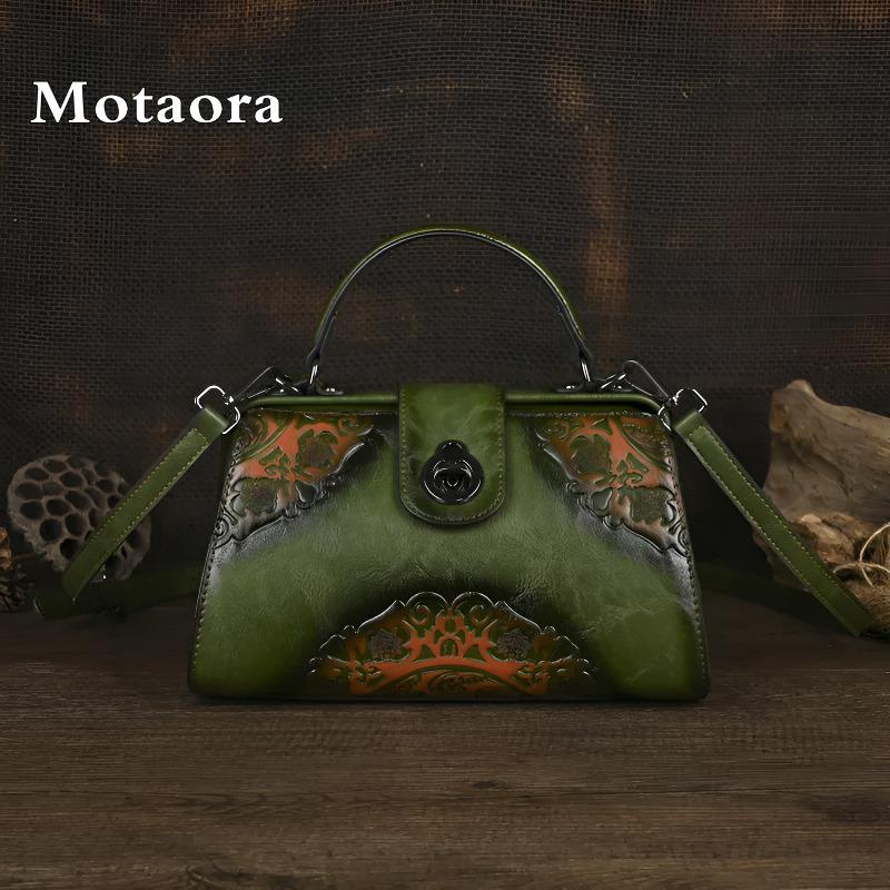 

Motaora Vintage Embossed Handmade Designer Women S Leather Shoulder & Crossbody Bag Luxury Female Purse New