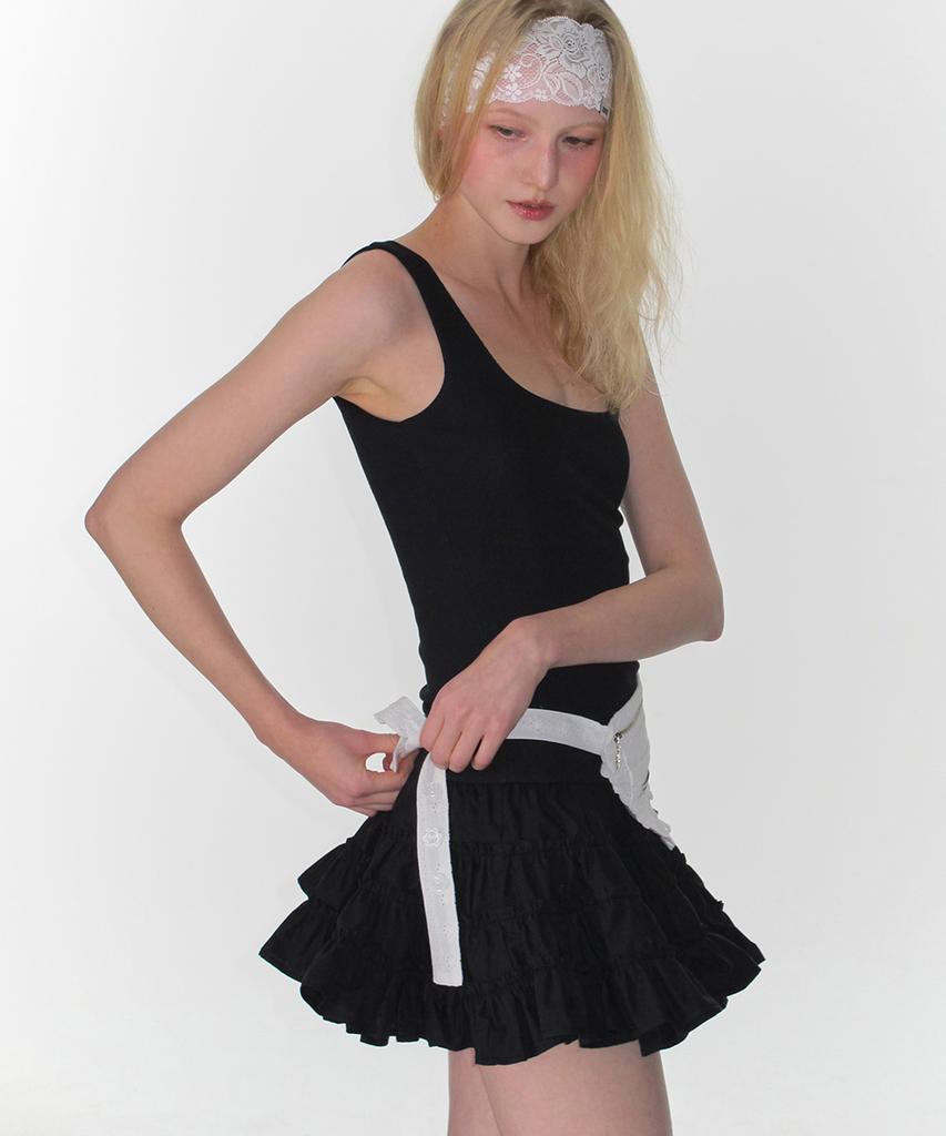 CRANK Frill Tiered Dress_Black