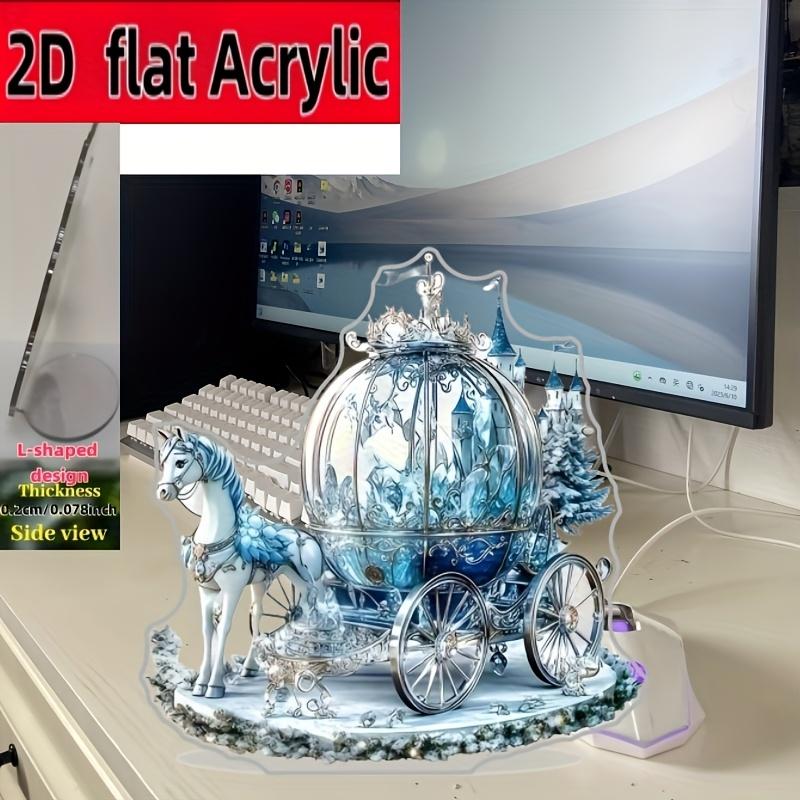 2D Plochá Romantická Vintage Kočár Akrylová Stolní Dekorace, Kůň, Květinový, Vhodné pro Dekoraci Stěny, Verandu, Místnosti, Vily, Domácí Akcenty, Chodby,