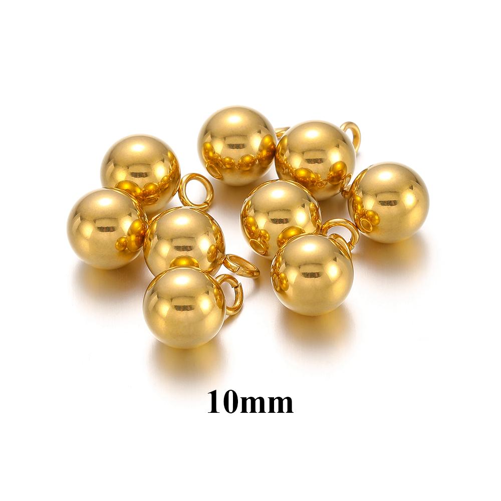 20pcs Stainless Steel Solid Ball Beads Charms Pendants Necklace Making DIY Jewelry Earrings Findings Bracelets Supplies